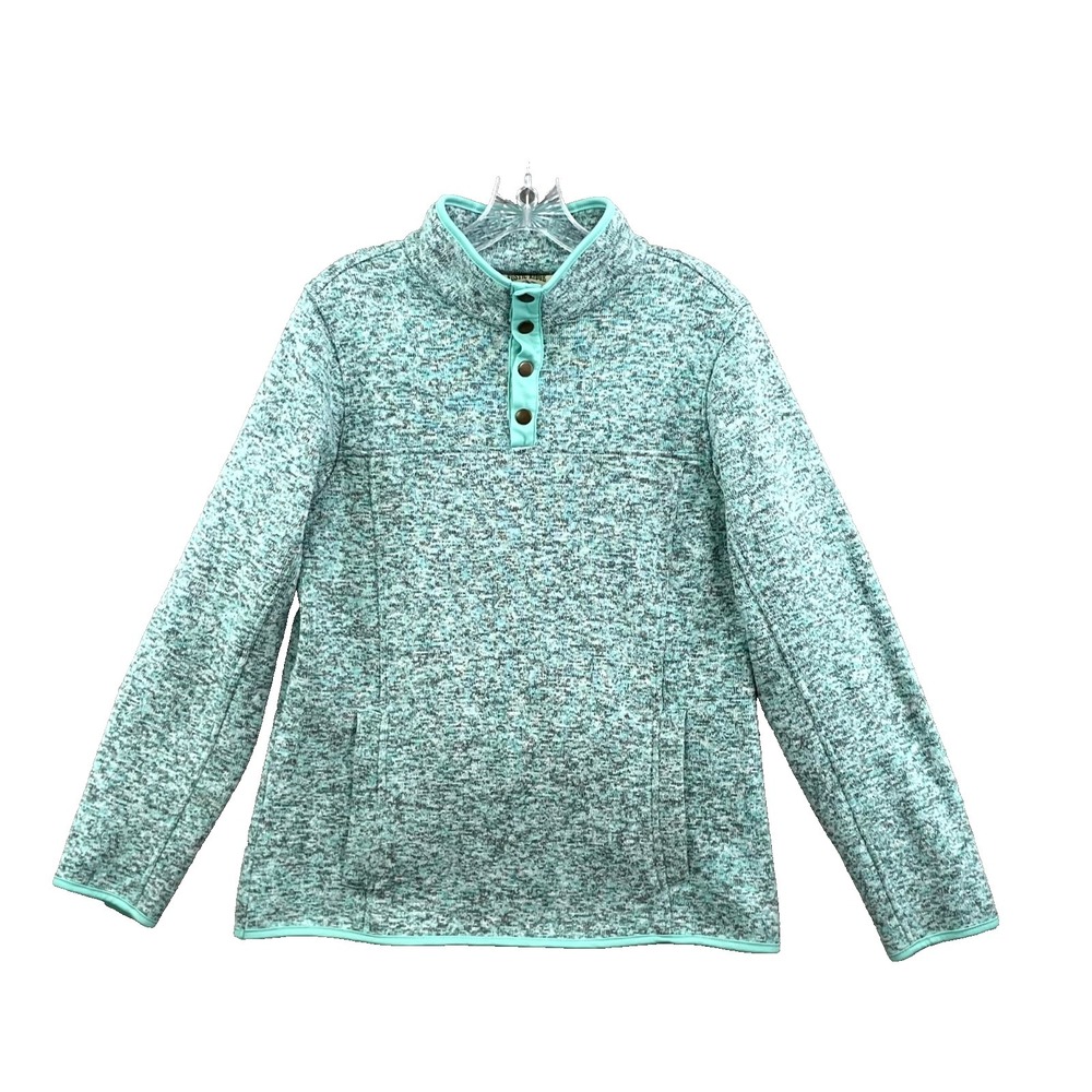 Rustic Ridge Sweater Womens Large Aqua Knit Fleece Lined Hiking Outdoor Gorpcore